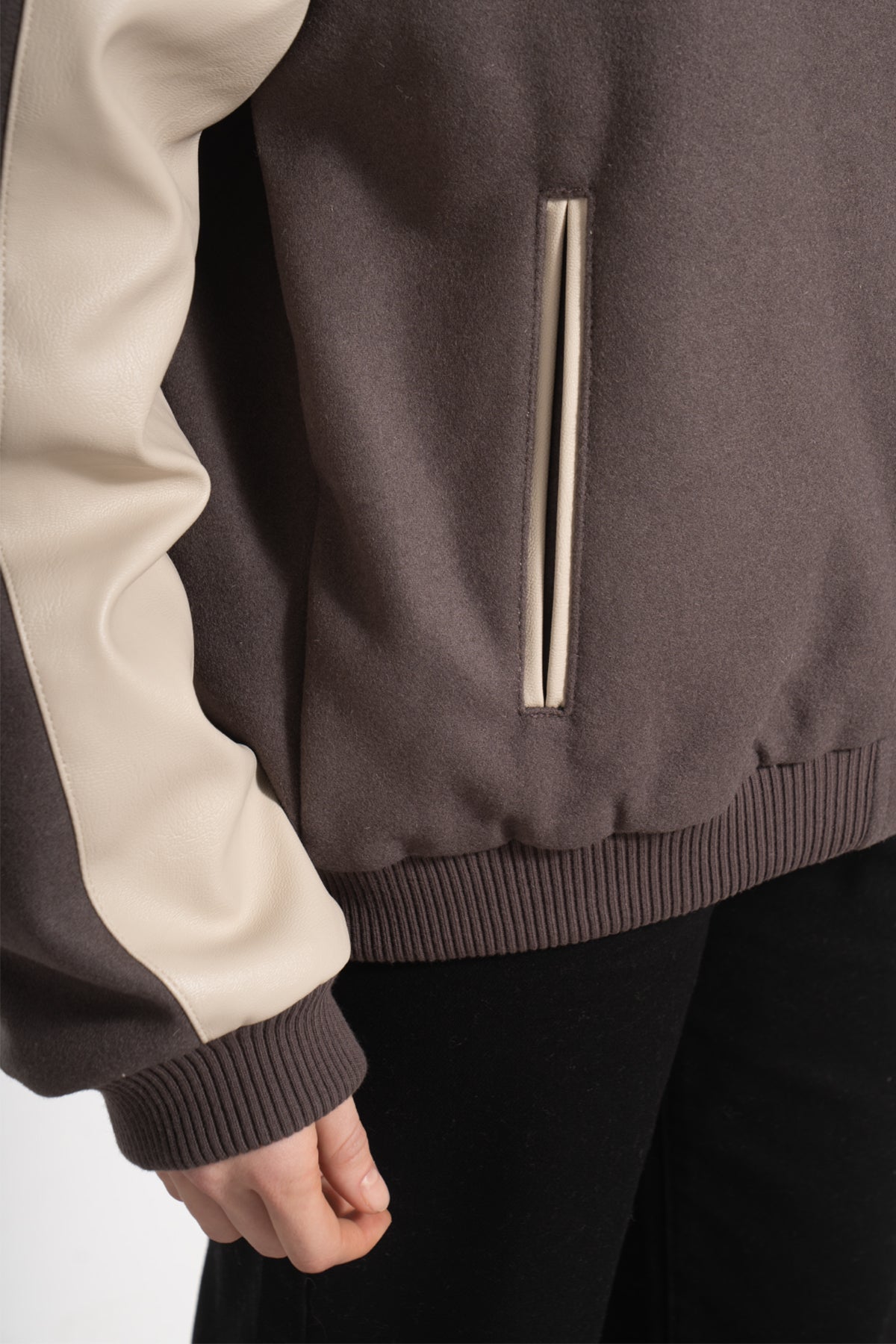 Unisex Relaxed Fit Unisex College Jacket - Kahverengi