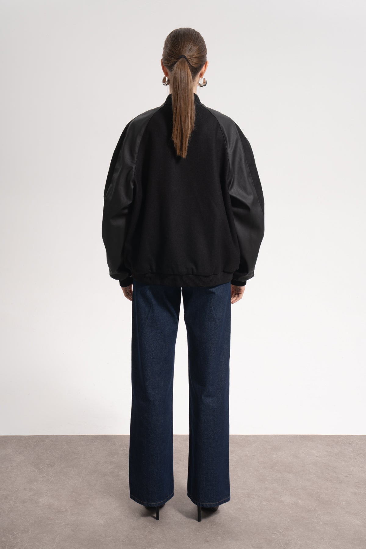 Unisex Relaxed Fit Unisex College Jacket - Siyah