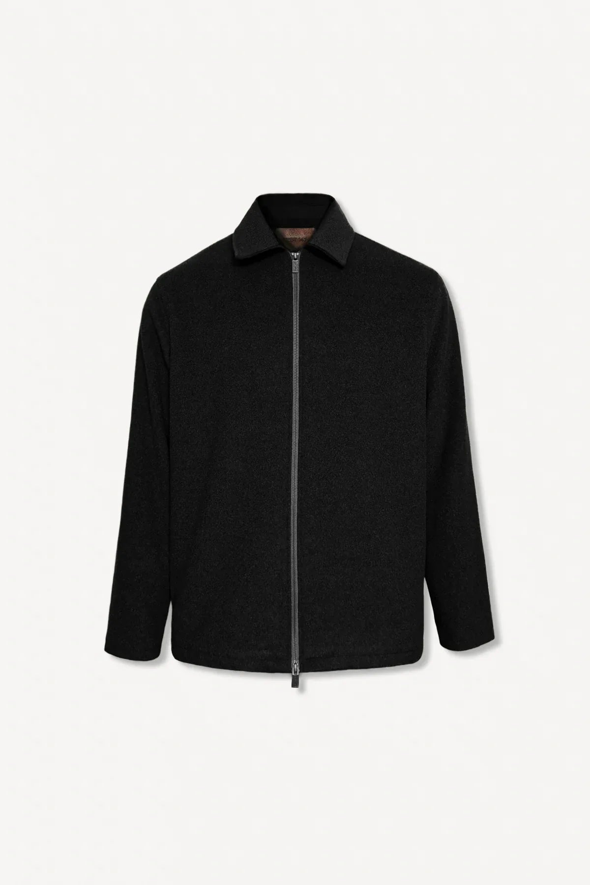 Erkek Relaxed Fit Wool Zipper Jacket Siyah - REST 147