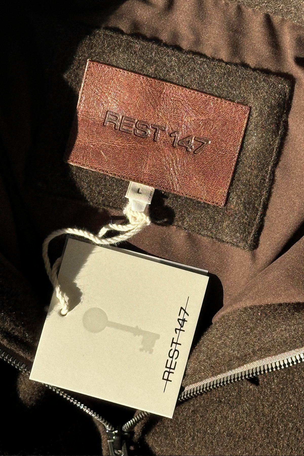 Erkek Relaxed Fit Wool Zipper Jacket Kahverengi - REST 147