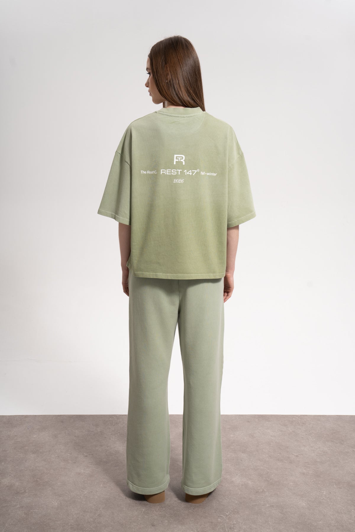 Unisex Boxy Fit Rt Icon Sprey Printed T-Shirt - Yeşil